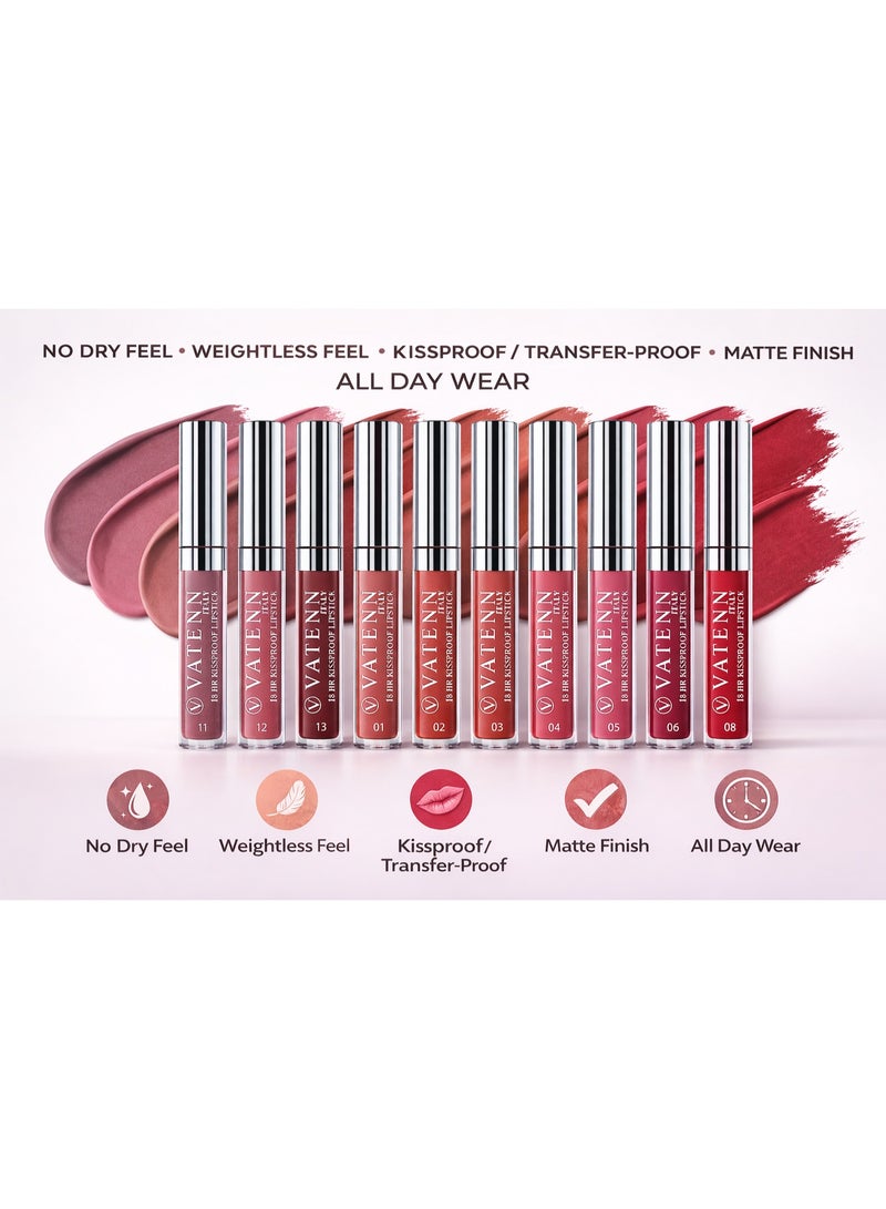 VATENN ITALY 18 Hr Kissproof Lipstick 36 Matte liquid lipstick, Lead-Free ,No Dry Feel, Weightless Feel, Vinyl Ink Kissproof /Lip Lingerie Transfer-Proof, All Day Wear. - Image 4